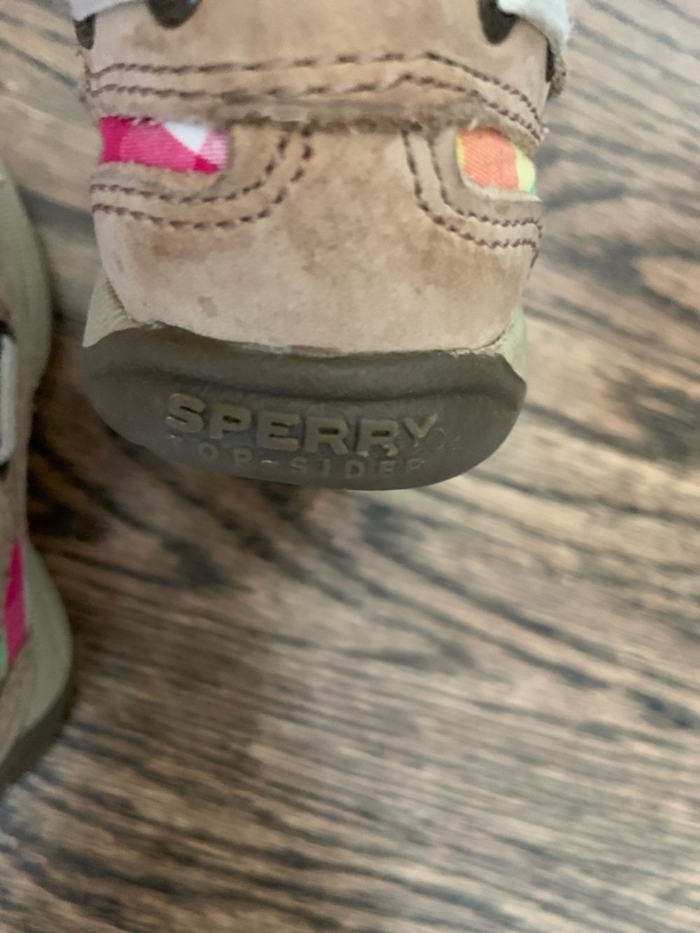 Sperry Baby Girl Toddler Intrepid Pink Plaid Tan Velcro Boat Shoes - Picture 4 of 8